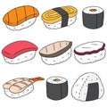 Sushi (rice with raw fish) Royalty Free Stock Photo