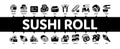 Sushi Roll Asian Dish Minimal Infographic Banner Vector