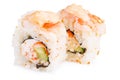 Sushi roll California with crab meat, avocado, cucumber isolated on white background. Japanese food Royalty Free Stock Photo