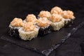 Sushi roll with cream cheese, sesame. Japanese food