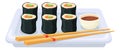 Sushi roll dish. Japanese fish food plate Royalty Free Stock Photo