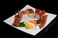 Sushi Roll drakon with eel fish Royalty Free Stock Photo