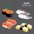 Sushi roll Food Japanese menu rice seafood illustration vector cartoon