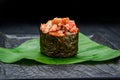 Sushi roll gunkan with smoked eel and caviar Royalty Free Stock Photo