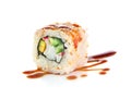 Sushi roll isolated on white background. California sushi roll Royalty Free Stock Photo