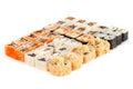 Sushi Roll - Maki Sushi pieces collection with Salmon Roe, Smoked Eel, Avocado, Crab Meat, Tobiko isolated on white background Royalty Free Stock Photo