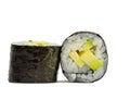 Sushi roll in nori with avocado isolated on white background Royalty Free Stock Photo