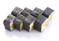 Sushi roll in nori with salmon cheese and vegetables isolated Royalty Free Stock Photo