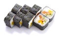 Sushi roll in nori with salmon cheese and vegetables isolated Royalty Free Stock Photo