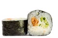 Sushi roll in nori with salmon isolated on white background Royalty Free Stock Photo