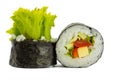 Sushi roll in nori with vegetables isolated on white background Royalty Free Stock Photo