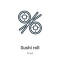 Sushi roll outline vector icon. Thin line black sushi roll icon, flat vector simple element illustration from editable food Royalty Free Stock Photo