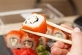 Sushi roll philadelphia. Business lunch concept