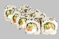 Sushi roll Philadelphia with salmon omelette cucumber sesame with Philadelphia cheese Royalty Free Stock Photo