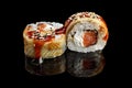 Sushi roll Philadelphia special, with eel, salmon and cream cheese Royalty Free Stock Photo