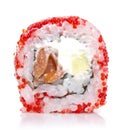 Sushi roll with red caviar isolated Royalty Free Stock Photo