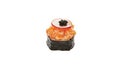 Sushi roll with salmon, caviar tobiko isolated on white background Royalty Free Stock Photo