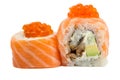 Sushi roll with salmon isolated on white background Royalty Free Stock Photo