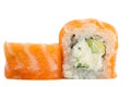Sushi roll with salmon isolated on white background Royalty Free Stock Photo