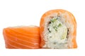 Sushi roll with salmon isolated on white background Royalty Free Stock Photo