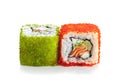 Sushi roll with salmon and spawn Royalty Free Stock Photo