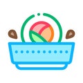 Sushi roll in sauce icon vector outline illustration