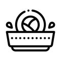 Sushi roll in sauce icon vector outline illustration