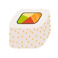 Sushi roll with sesame, japanese food. Sushi roll cartoon style icon. Sushi on white background.