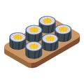 Sushi roll set icon isometric vector. Japan food