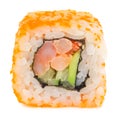 Sushi roll with shrimp isolated on white Royalty Free Stock Photo
