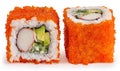 Sushi roll with shrimp and masago caviar