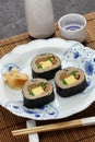 It is a Japanese dish called `Soba Sushi`. Royalty Free Stock Photo