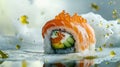 a sushi roll with vibrant, fresh ingredients, emphasizing freshness Royalty Free Stock Photo