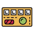 Sushi roll on wood desk icon color outline vector