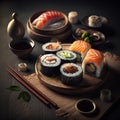 Sushi Rolls. AI generated Illustration