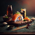 Sushi Rolls. AI generated Illustration