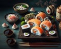 Sushi Rolls. AI generated Illustration