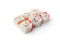 Sushi rolls assortment isolated on white background. Maki california rolls. Japanese food. Royalty Free Stock Photo