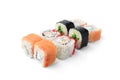 Sushi rolls assortment isolated on white background. Maki california rolls. Japanese food. Royalty Free Stock Photo
