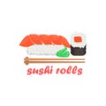 Sushi Rolls Cartoon Style Icon
