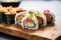 sushi rolls with filled with julienne vegetables