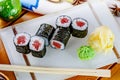 Sushi rolls hosomaki with tuna Royalty Free Stock Photo