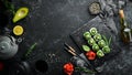 Sushi rolls - Kyoto with salmon, cucumber and Chuka salad. Sushi menu bar.