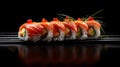 Sushi rolls with salmon, avocado and caviar