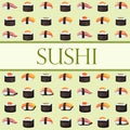 Sushi and rolls. Template with space for text