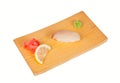Sushi with rudderfish isolated on white