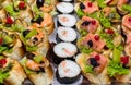 Sushi Salmon and caviar rolls Royalty Free Stock Photo