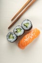 Sushi with salmon and cucumber roll Royalty Free Stock Photo