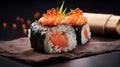 Sushi With Salmon And Raw Fish On Dark Background Royalty Free Stock Photo