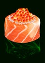 Sushi with salmon and red caviar, vector illustration Royalty Free Stock Photo